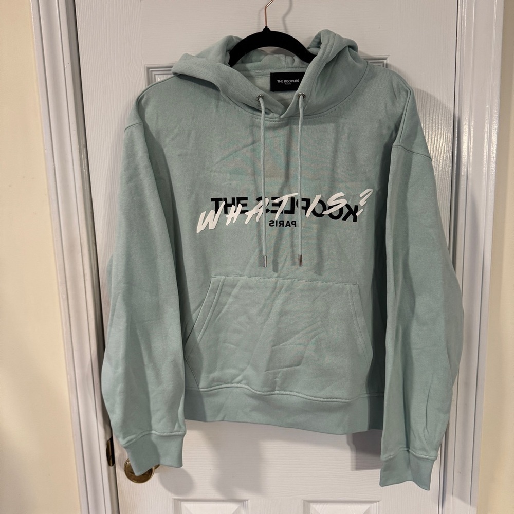 THE KOOPLES Paris Graphic Logo Hoodie Sage Green EU 1 Made in Portugal NWT